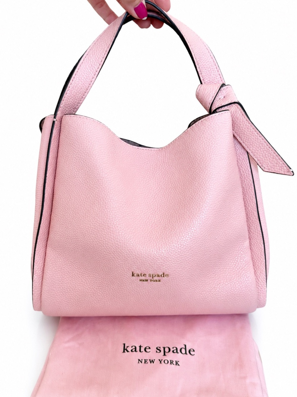 Kate Spade Knott Medium Crossbody Shoulder Bag Pink Pebbled Leather MSRP $389